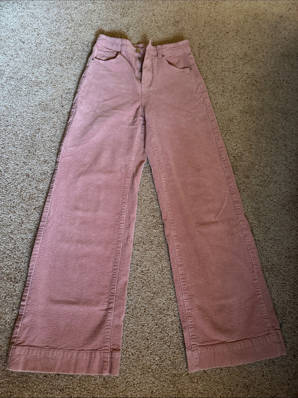 Wide Leg High-Rise Pink corduroy pants